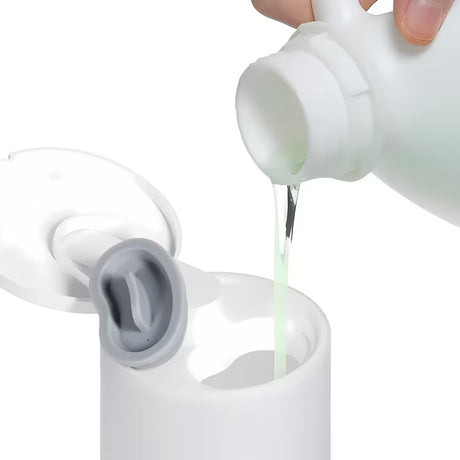 Baltas stalinis sensorinis muilo ir dezinfekcinio skysčio dozatorius SAT su 250 ml talpa