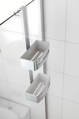 Dviguba dušo lentynėlė SAT Chrome, chromo spalvos, kabinama be gręžimo