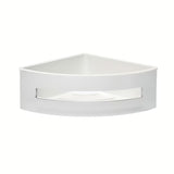 Kampinė dušo lentynėlė SAT Chrome chromo spalvos, su baltu plastikiniu įdėklu iš nerūdijančiojo plieno