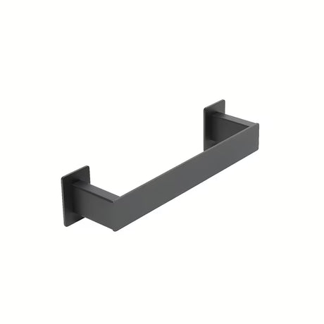 Juodas rankšluosčio laikiklis SAT pro, klijuojamas, be gręžimo, tinka vonios kambariui arba virtuvei.