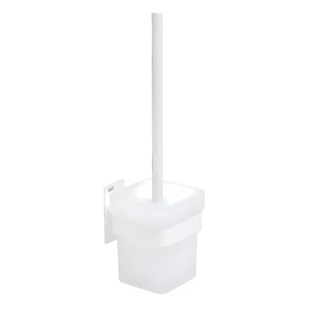 Baltas nerūdijančio plieno WC šepetys SAT, skirtas klijuoti be gręžimo