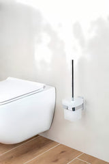 Chromo spalvos nerūdijančio plieno WC šepetys SAT pro, klijuojamas, be gręžimo