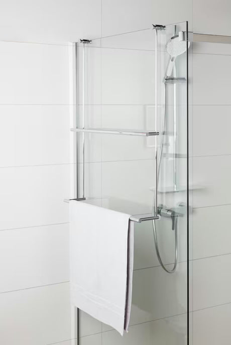 Chromo spalvos pakabinamas rankšluosčio laikiklis SAT Chrome pro Walk-in ir stiklinėms dušo pertvaroms