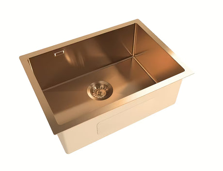 Nerūdijančio plieno virtuvinis vieno dubens plautuvė SAT Aurum rose gold pro apatinis montavimas po stalviršiu 