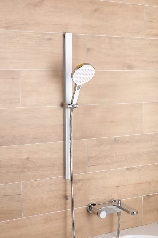 Dušo stovas SAT 80 cm, baltos/chromo spalvos, su slankiojančiu ir pakreipiamu laikikliu dušai