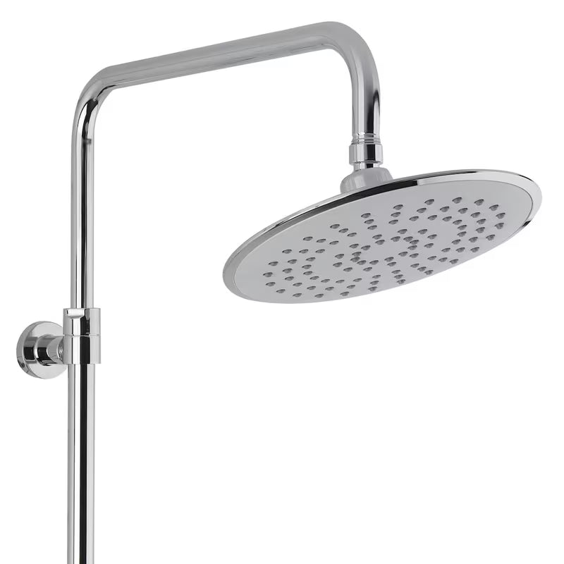 Dušo sistema SAT Chrome su termostatiniu maišytuvu su viršutiniu ir rankiniu dušu bei stikline lentynėle, chromo / baltos spalvos.