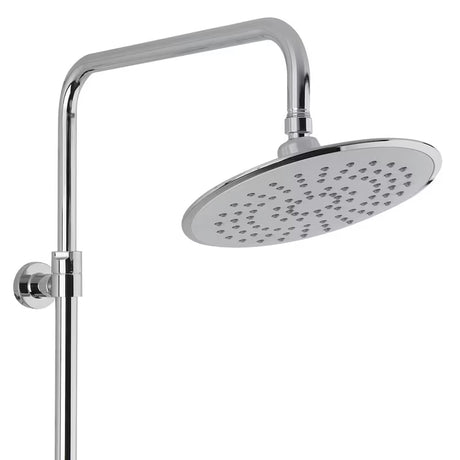 Dušo sistema SAT Chrome su termostatiniu maišytuvu su viršutiniu ir rankiniu dušu bei stikline lentynėle, chromo / baltos spalvos.