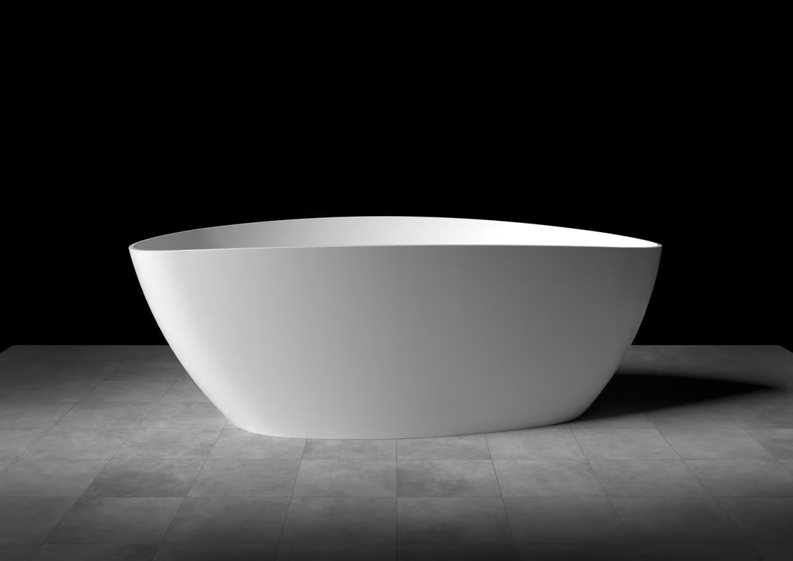 Laisvai pastatoma vonia SAT iš lieto marmuro 156x71 cm, kairinės ir dešininės orientacijos