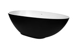 Laisvai pastatoma vonia SAT 170x85 cm iš lieto marmuro, juodos / baltos spalvos, kairinė ir dešininė orientacija.