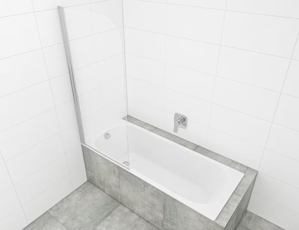 Vonios sienelė SAT Chrome su chromo profiliu, varstoma sienele ir stiklu su EasyClean danga, aukštis 150 cm.