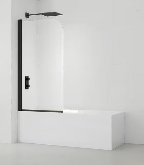 Vonios sienelė SAT 150x80 cm, skaidrus stiklas ir juodas matinis profilis