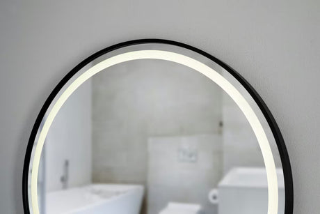 Apvalus vonios kambario veidrodis SAT su LED apšvietimu ir jutikliu, skersmuo 70 cm, juodos spalvos.
