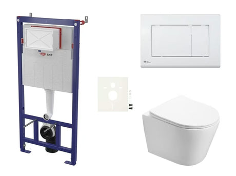 Pakabinami WC komplektas SAT Infinitio su potinkiniu moduliu, nuleidimo mygtuku ir sėdyne su softclose