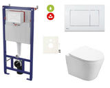 Pakabinami WC komplektas SAT Infinitio su potinkiniu bakeliu, nuleidimo mygtuku ir sėdyne su softclose
