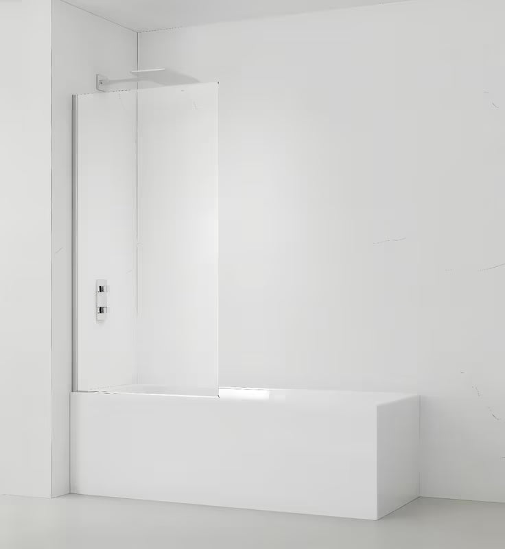 Stacionari vonios sienelė SAT Chrome 150x80 cm su chromuotu profiliu ir EasyClean danga padengtu stiklu.