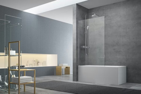 Stacionari vonios sienelė SAT Chrome 150x80 cm su chromuotu profiliu ir EasyClean danga padengtu stiklu.