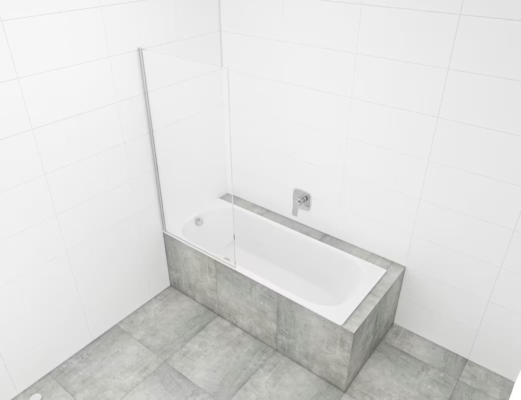 Stacionari vonios sienelė SAT Chrome 150x80 cm su chromuotu profiliu ir EasyClean danga padengtu stiklu.