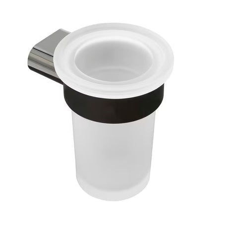 Sieninis stiklinės laikiklis SAT Simply R PVD dark-metal spalvos, su matiniu stiklu