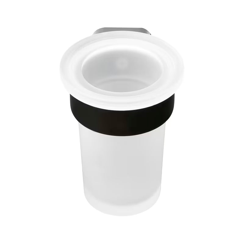 Sieninis stiklinės laikiklis SAT Simply R PVD dark-metal spalvos, su matiniu stiklu