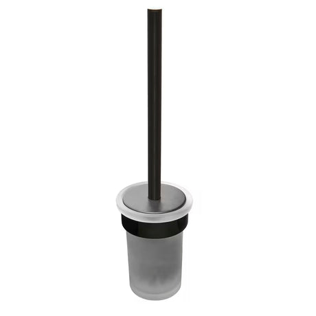 Sieninė WC šepetys SAT Simply R, PVD Gun Metal spalvos, su matinio stiklo indeliu.