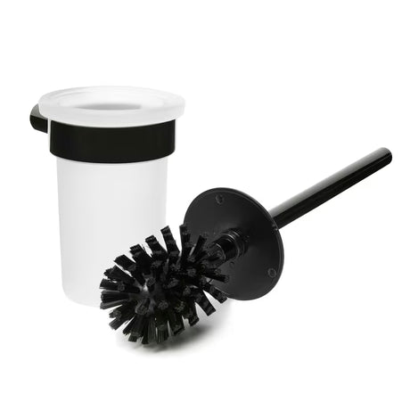Sieninė WC šepetys SAT Simply R, PVD Gun Metal spalvos, su matinio stiklo indeliu.