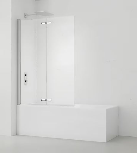Dviejų Dalių sulankstomas vonios sienelė SAT Sk 150x105 cm, skaidrus stiklas ir chromo profiliai