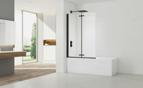 Juoda vonios sienelė SAT SK 150x105 cm, skaidrus stiklas, sulankstomas atidarymas
