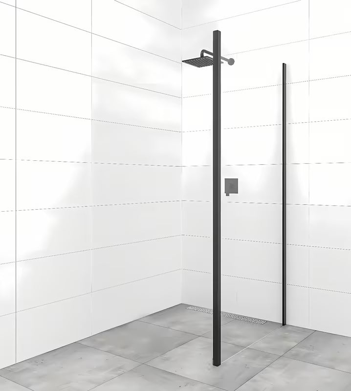 Šoninė sienelė SAT Tex BB 90 cm su skaidriu grūdintu stiklu ir blizgaus chromo profiliais.