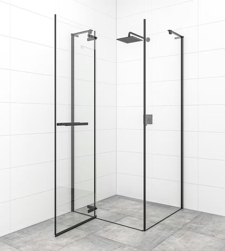 Varstomos dušo durys SAT Tgd New 120 cm, juodos matinės, su skaidriu stiklu ir Easyclean danga