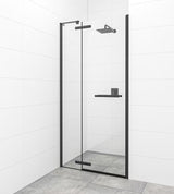 Varstomos dušo durys SAT Tgd New 90 cm, juodos matinės spalvos, su skaidriu stiklu ir Easyclean danga.