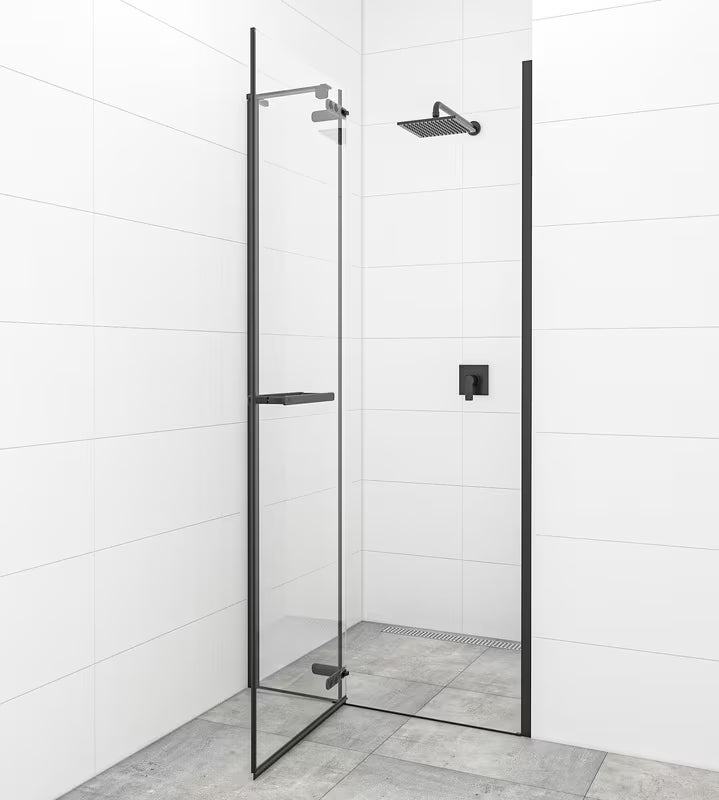 Varstomos dušo durys SAT Tgd New 90 cm, juodos matinės spalvos, su skaidriu stiklu ir Easyclean danga.
