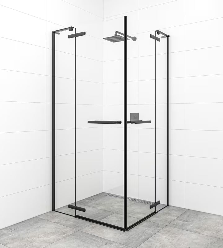 Varstomos dušo durys SAT Tgd New 90 cm, juodos matinės spalvos, su skaidriu stiklu ir Easyclean danga.