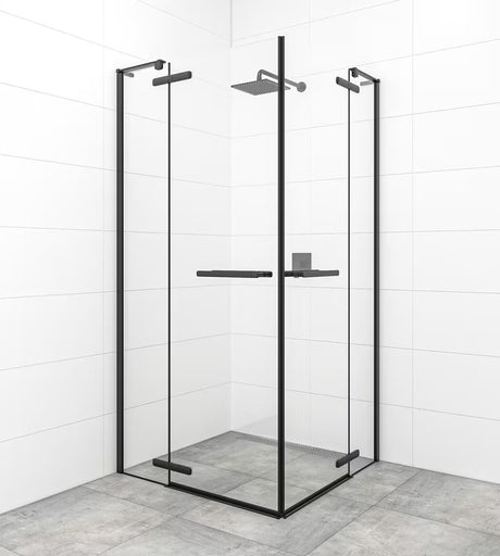 Varstomos dušo durys SAT Tgd New 90 cm, juodos matinės spalvos, su skaidriu stiklu ir Easyclean danga.