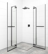 Varstomos dušo durys SAT Tgd New 90 cm, juodos matinės spalvos, su skaidriu stiklu ir Easyclean danga.