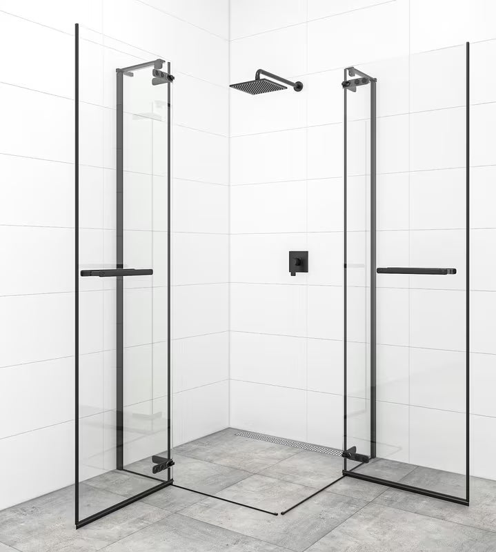 Varstomos dušo durys SAT Tgd New 90 cm, juodos matinės spalvos, su skaidriu stiklu ir Easyclean danga.