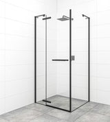 Varstomos dušo durys SAT Tgd New 90 cm, juodos matinės spalvos, su skaidriu stiklu ir Easyclean danga.