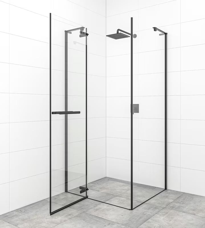 Varstomos dušo durys SAT Tgd New 90 cm, juodos matinės spalvos, su skaidriu stiklu ir Easyclean danga.