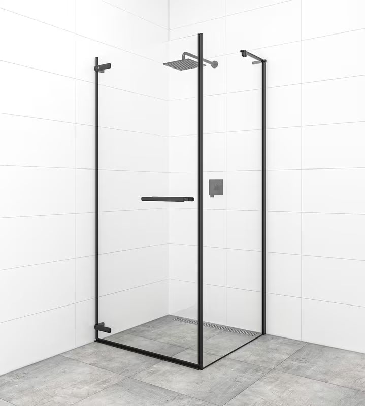Varstomos dušo durys SAT Tgd New 80 cm, juodos matinės spalvos, su skaidriu stiklu ir Easyclean danga.