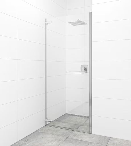 Varstomos dušo durys SAT Tgd New 90 cm, chromo spalvos, su skaidriu grūdintu stiklu ir Easyclean danga.