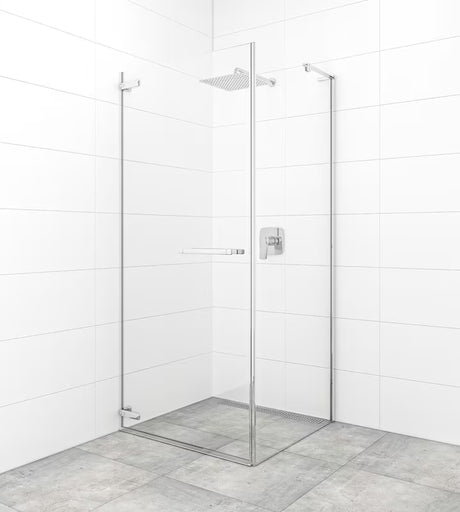 Varstomos dušo durys SAT Tgd New 90 cm, chromo spalvos, su skaidriu grūdintu stiklu ir Easyclean danga.