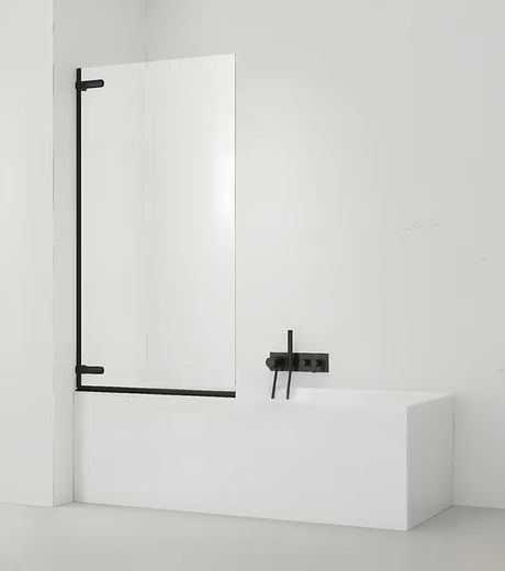 Varstoma vonios sienelė SAT Tgd New 150x80 cm su skaidriu stiklu ir juodu matiniu profiliu