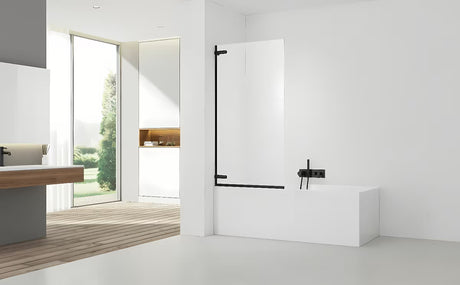 Varstoma vonios sienelė SAT Tgd New 150x80 cm su skaidriu stiklu ir juodu matiniu profiliu