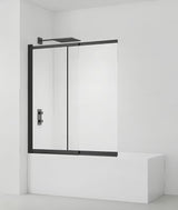 Slankiojanti vonios sienelė SAT Vision 140x120 cm su juodu profiliu ir skaidriu stiklu