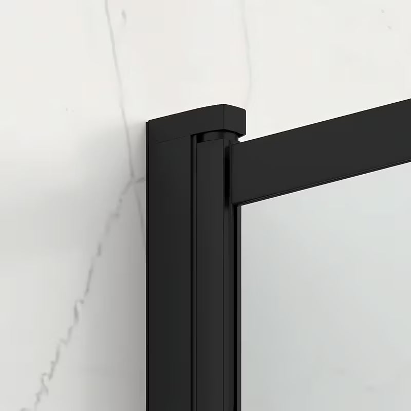 Slankiojanti vonios sienelė SAT Vision 140x120 cm su juodu profiliu ir skaidriu stiklu