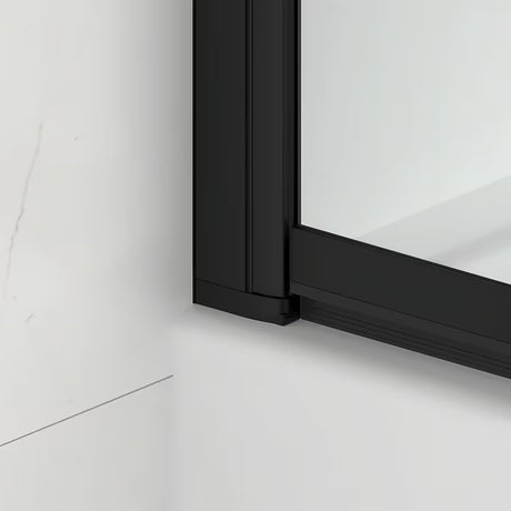 Slankiojanti vonios sienelė SAT Vision 140x120 cm su juodu profiliu ir skaidriu stiklu