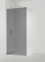 Dušo sienelė SAT Walk-in 100x200 cm su nepermatomu dūminio efekto stiklu ir blizgaus chromo apdaila.