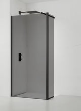SAT Walk-in walk in Dušo-Sienelė 100 cm, juodos spalvos, su dūminto matinio stiklo užpildu.