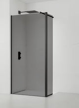 SAT Walk-in walk in Dušo-Sienelė 100 cm, juodos spalvos, su dūminto matinio stiklo užpildu.