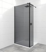 SAT Walk-in walk in Dušo-Sienelė 100 cm, juodos spalvos, su dūminto matinio stiklo užpildu.