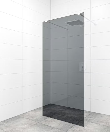 SAT Walk-in walk in Dušo-Sienelė 100 cm, berėmis, su baltais tvirtinimo laikikliais
